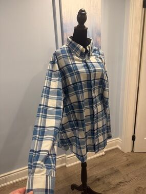 Ralph Lauren Blue and White Plaid Button-Down Shirt